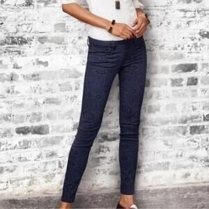 Cabi Curvy Skinny Jeans Size 2 Blue Black Lace Print Stretch Denim‎ Pants Floral